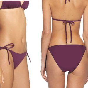 NWT Becca by Rebecca Virtue Side Tie Bikini Bottom Purple Raisin Large